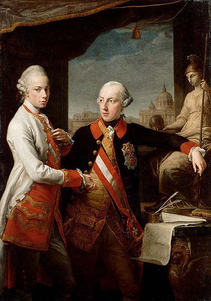 Portrait of Emperor Joseph II (right) and his younger brother Grand Duke Leopold of Tuscany (left), who would later become Holy Roman Emperor as Leopo